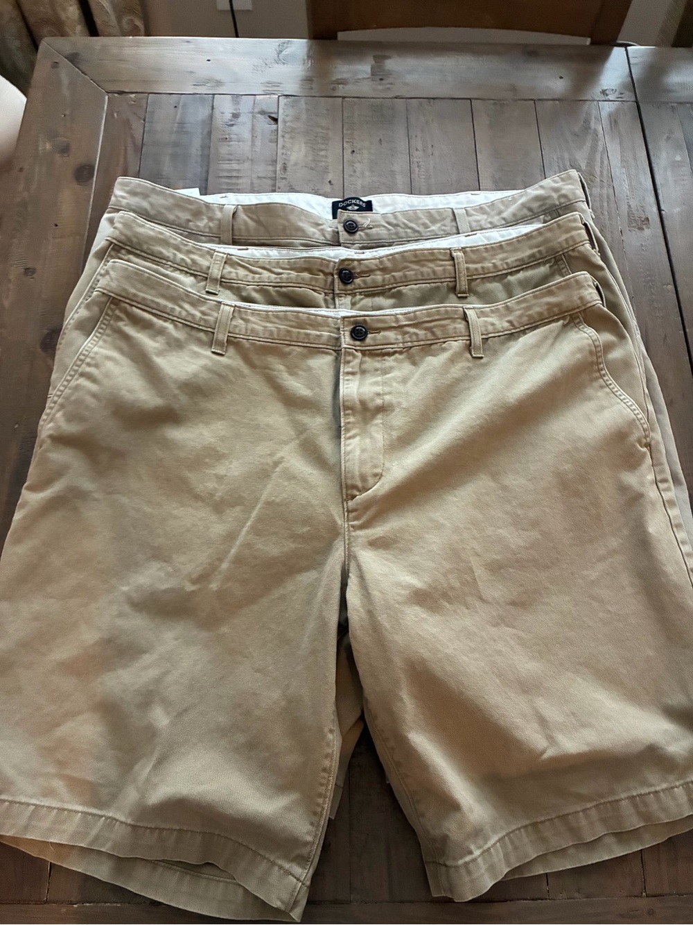 Men's Khaki Cotton Shorts - Neutral Tan 3 pair $32